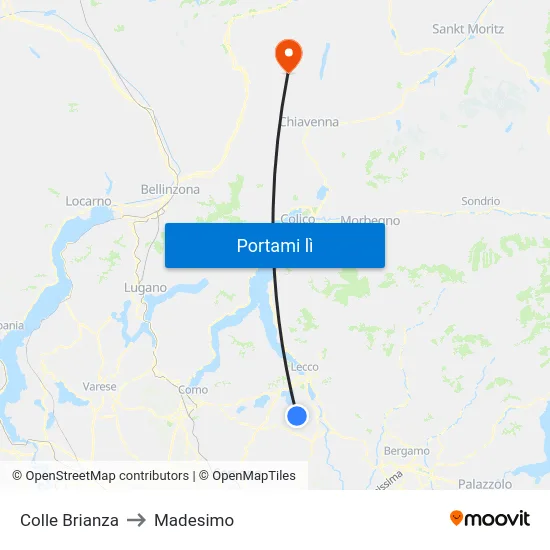 Colle Brianza to Madesimo map