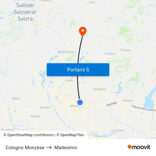 Cologno Monzese to Madesimo map