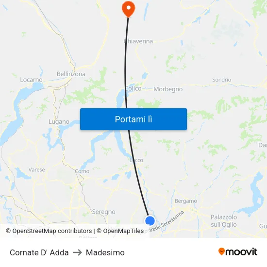 Cornate D' Adda to Madesimo map