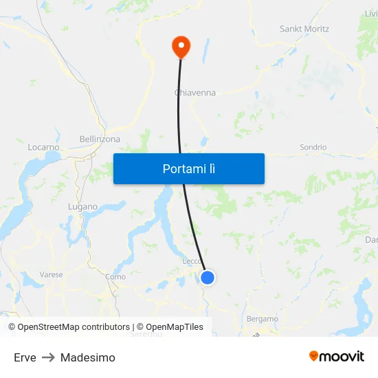 Erve to Madesimo map