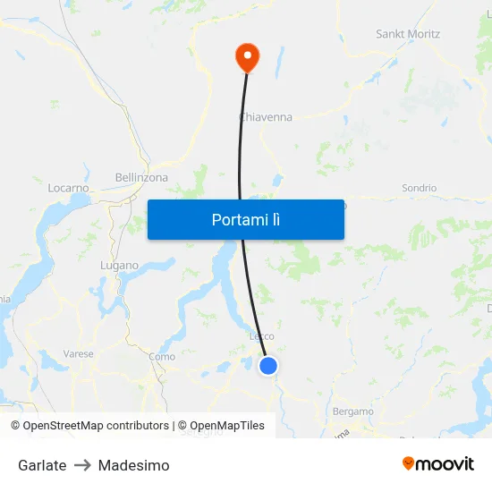 Garlate to Madesimo map