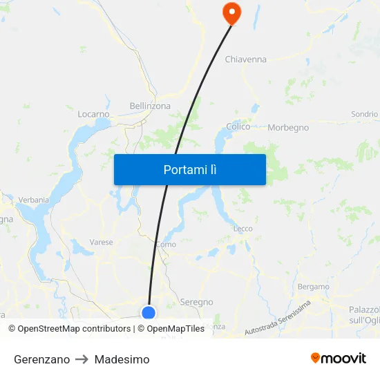 Gerenzano to Madesimo map