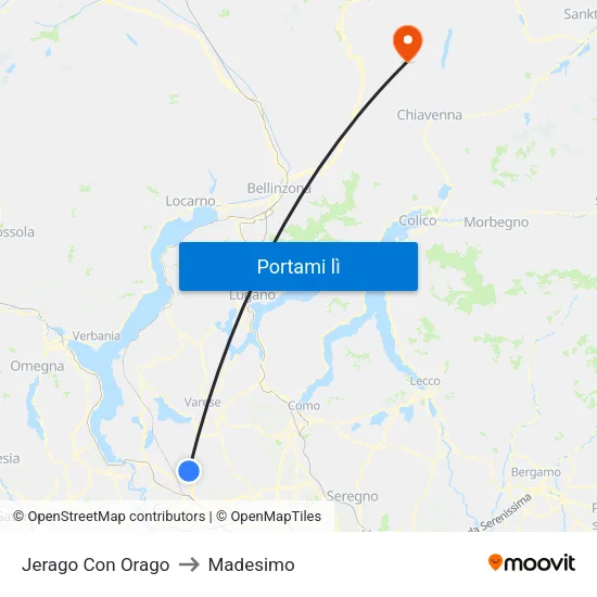 Jerago Con Orago to Madesimo map