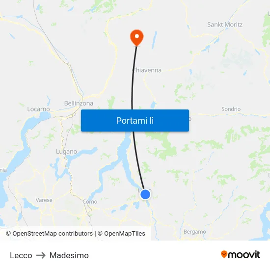 Lecco to Madesimo map