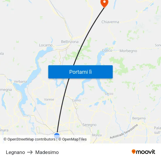 Legnano to Madesimo map