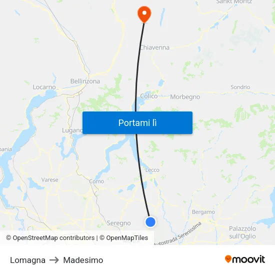 Lomagna to Madesimo map