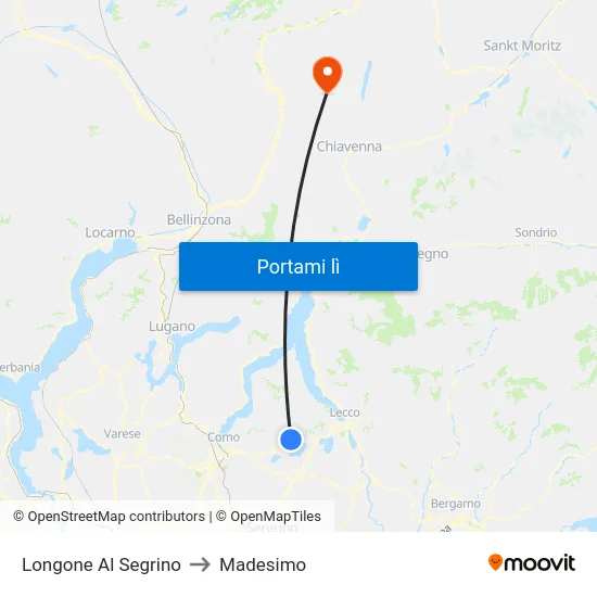Longone Al Segrino to Madesimo map