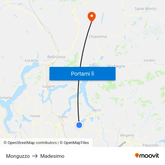 Monguzzo to Madesimo map