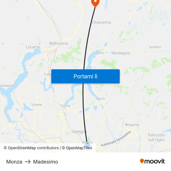 Monza to Madesimo map