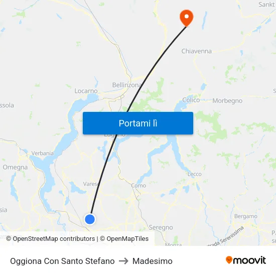 Oggiona Con Santo Stefano to Madesimo map