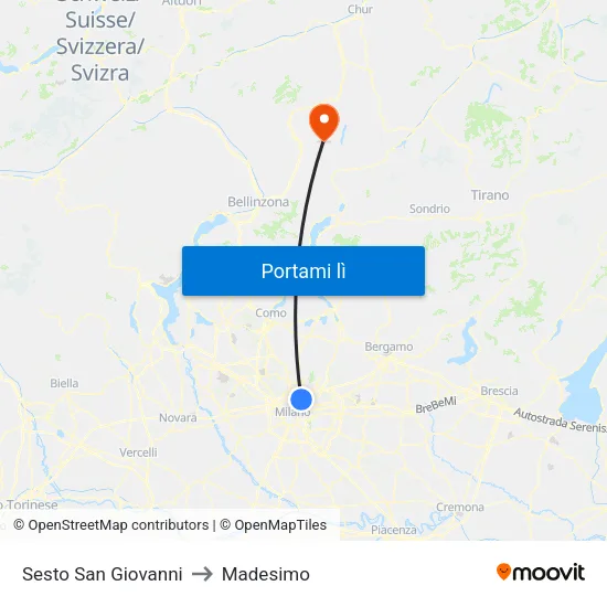 Sesto San Giovanni to Madesimo map