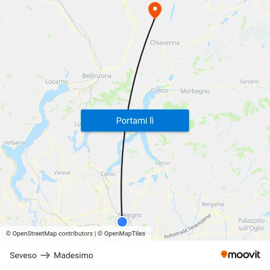 Seveso to Madesimo map