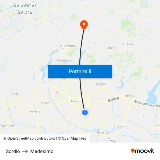 Sordio to Madesimo map