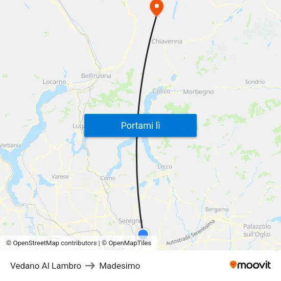 Vedano Al Lambro to Madesimo map
