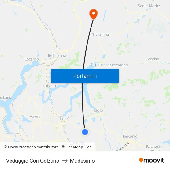 Veduggio Con Colzano to Madesimo map