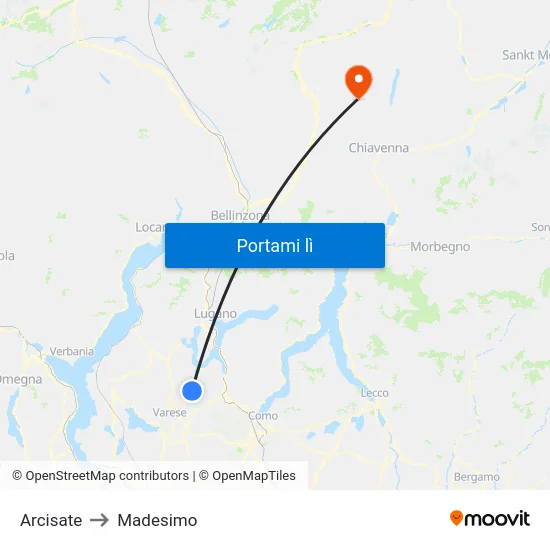 Arcisate to Madesimo map