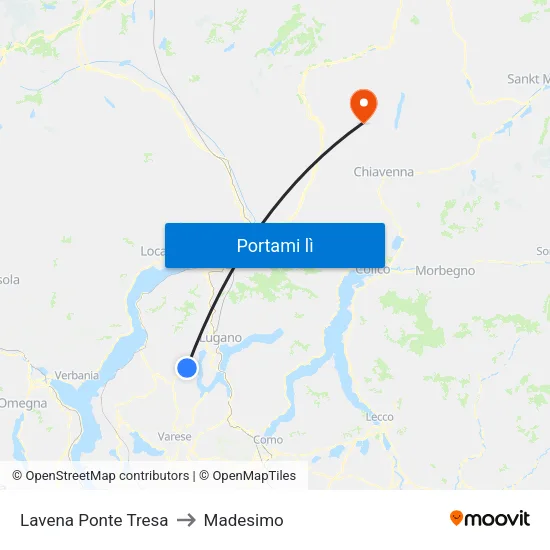Lavena Ponte Tresa to Madesimo map