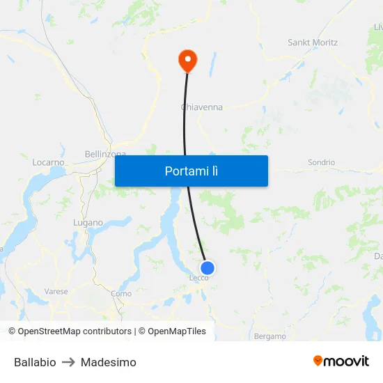 Ballabio to Madesimo map