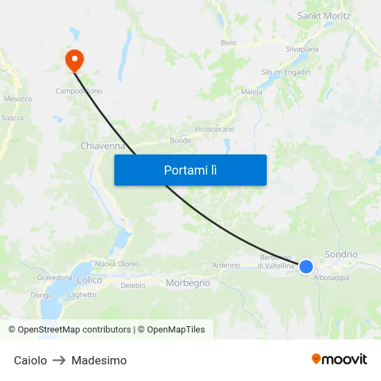 Caiolo to Madesimo map