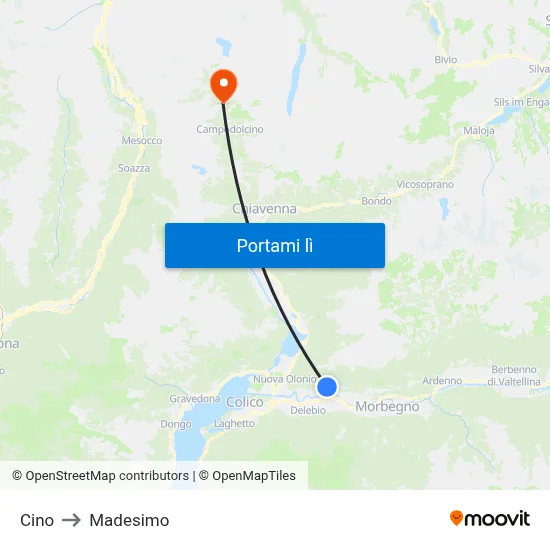 Cino to Madesimo map