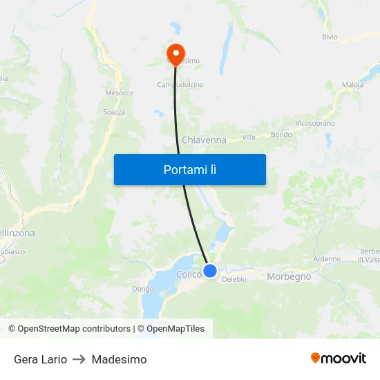 Gera Lario to Madesimo map