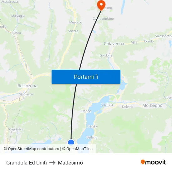 Grandola Ed Uniti to Madesimo map