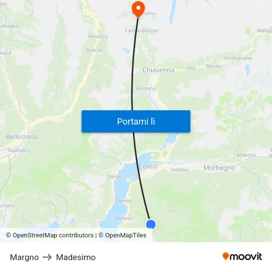 Margno to Madesimo map