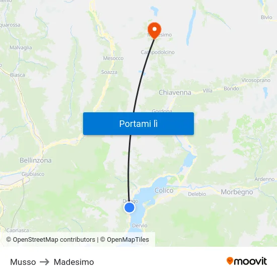 Musso to Madesimo map