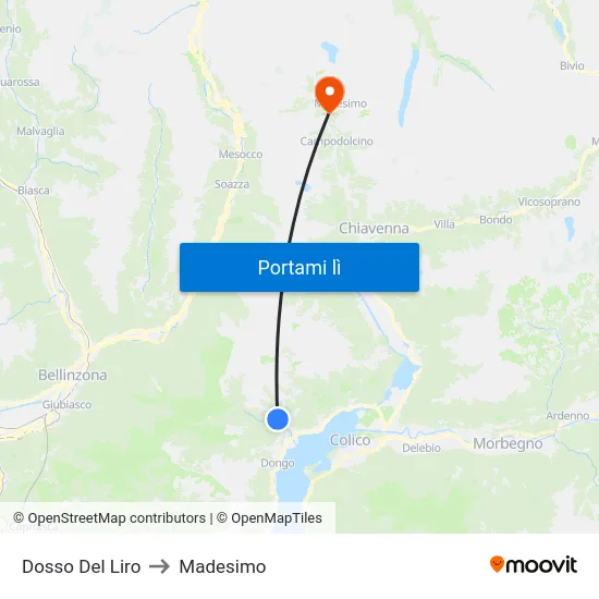 Dosso Del Liro to Madesimo map