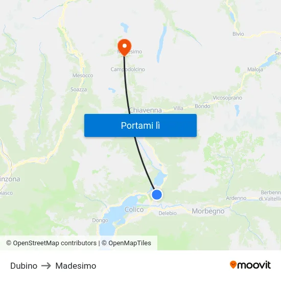 Dubino to Madesimo map