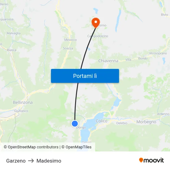 Garzeno to Madesimo map