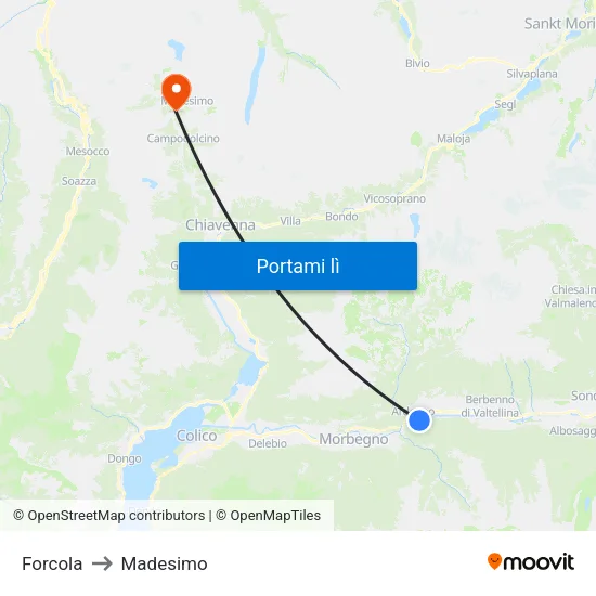 Forcola to Madesimo map