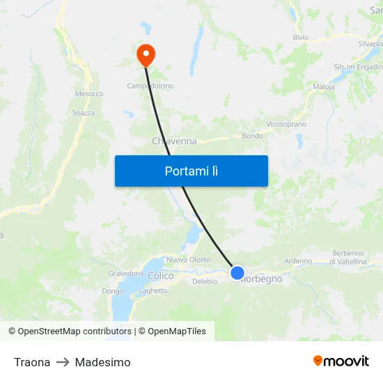 Traona to Madesimo map