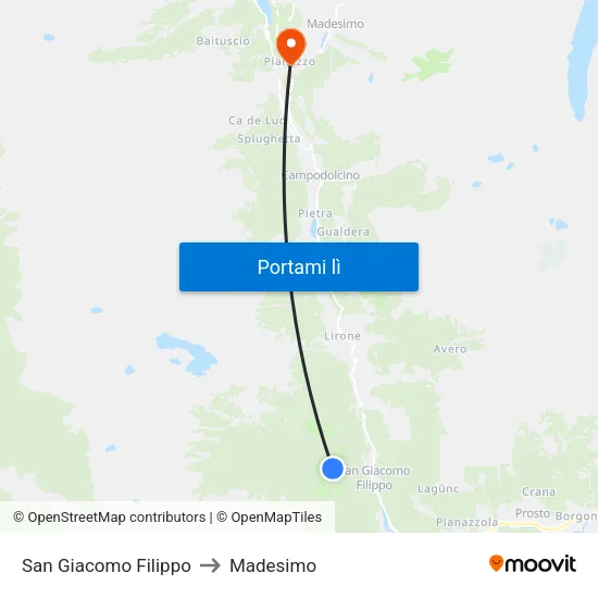 San Giacomo Filippo to Madesimo map