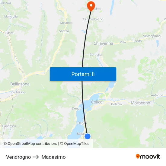 Vendrogno to Madesimo map
