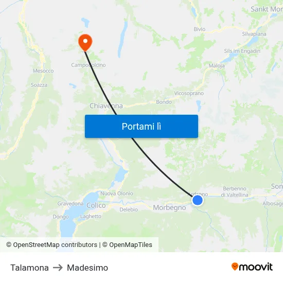 Talamona to Madesimo map