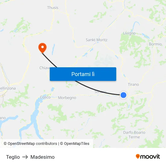 Teglio to Madesimo map