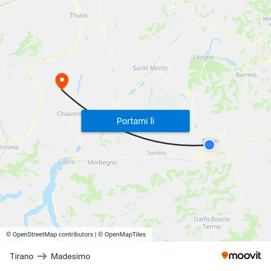 Tirano to Madesimo map