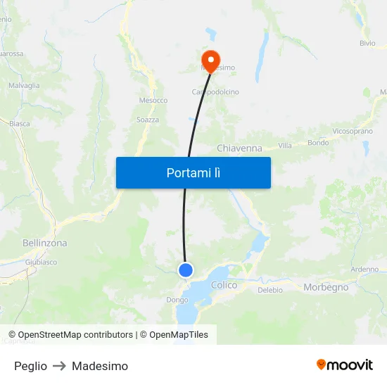 Peglio to Madesimo map