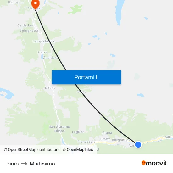 Piuro to Madesimo map