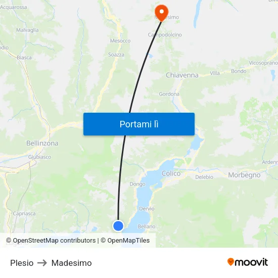 Plesio to Madesimo map