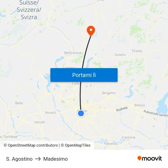 S. Agostino to Madesimo map