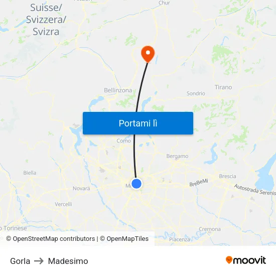 Gorla to Madesimo map