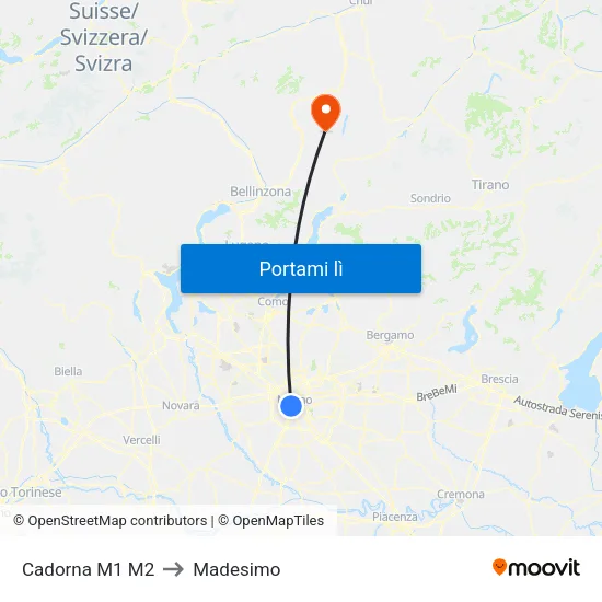 Cadorna M1 M2 to Madesimo map