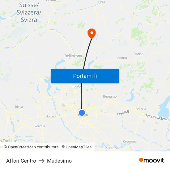 Affori Centro to Madesimo map