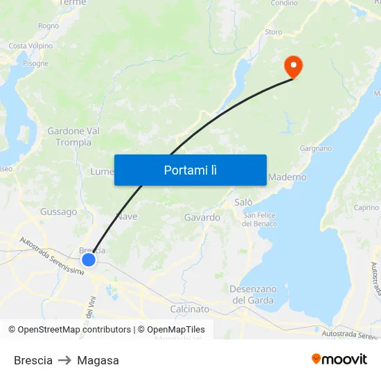 Brescia to Magasa map