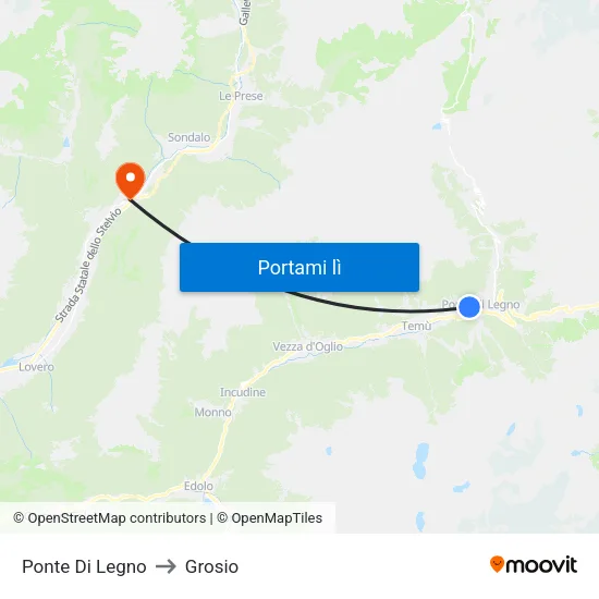 Ponte Di Legno to Grosio map
