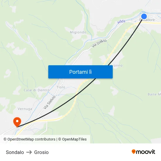Sondalo to Grosio map