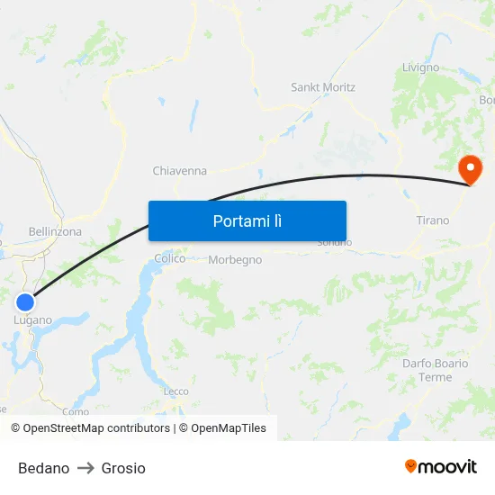 Bedano to Grosio map