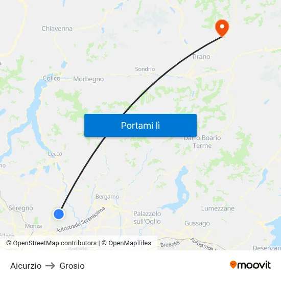 Aicurzio to Grosio map